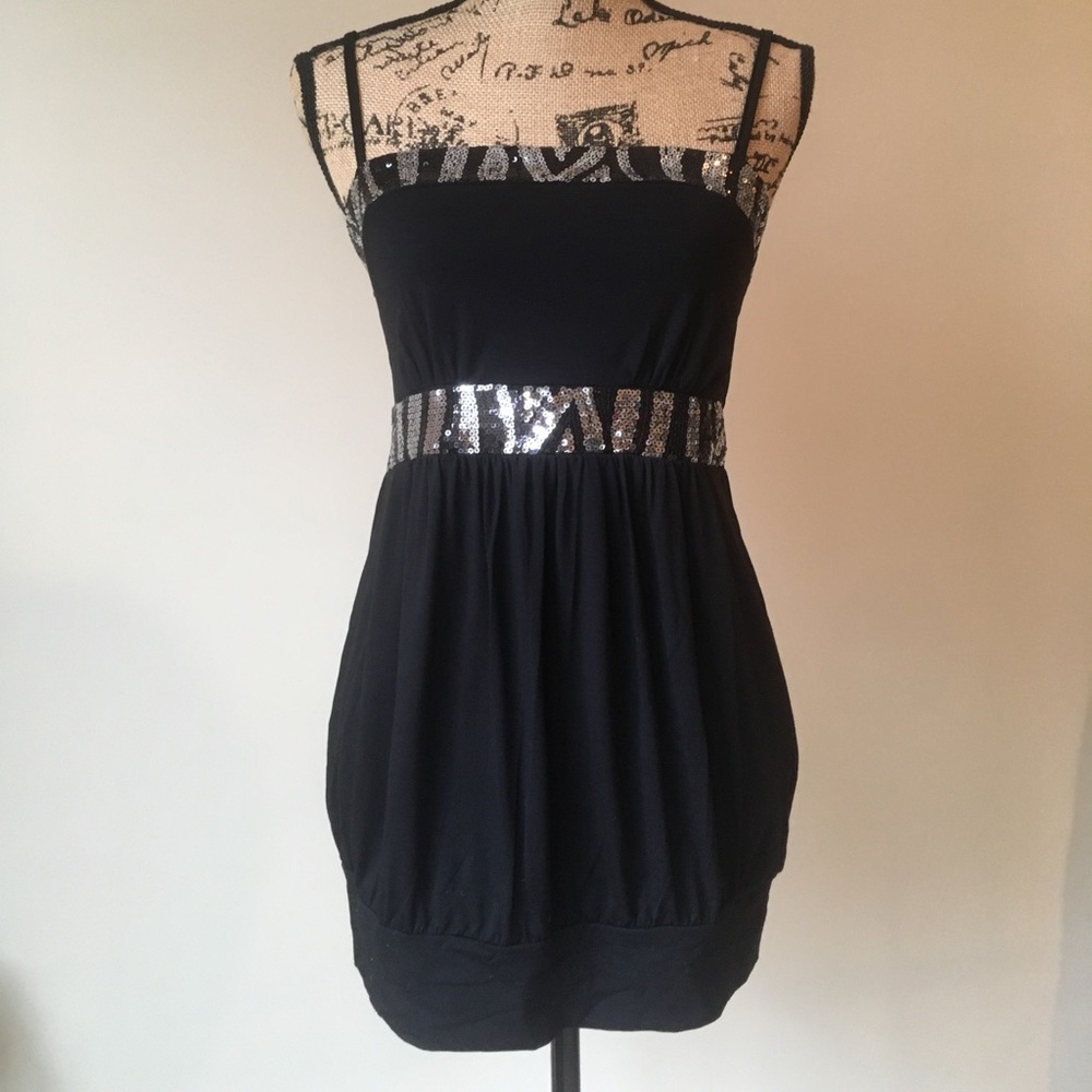 VENUS Sequined Black Top, Adjustable straps, S